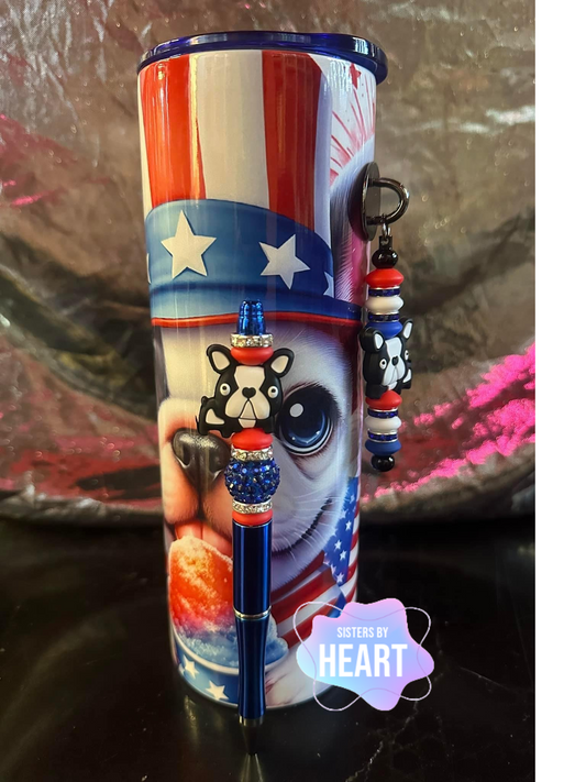 Patriotic Frenchie 3pc Tumbler Set